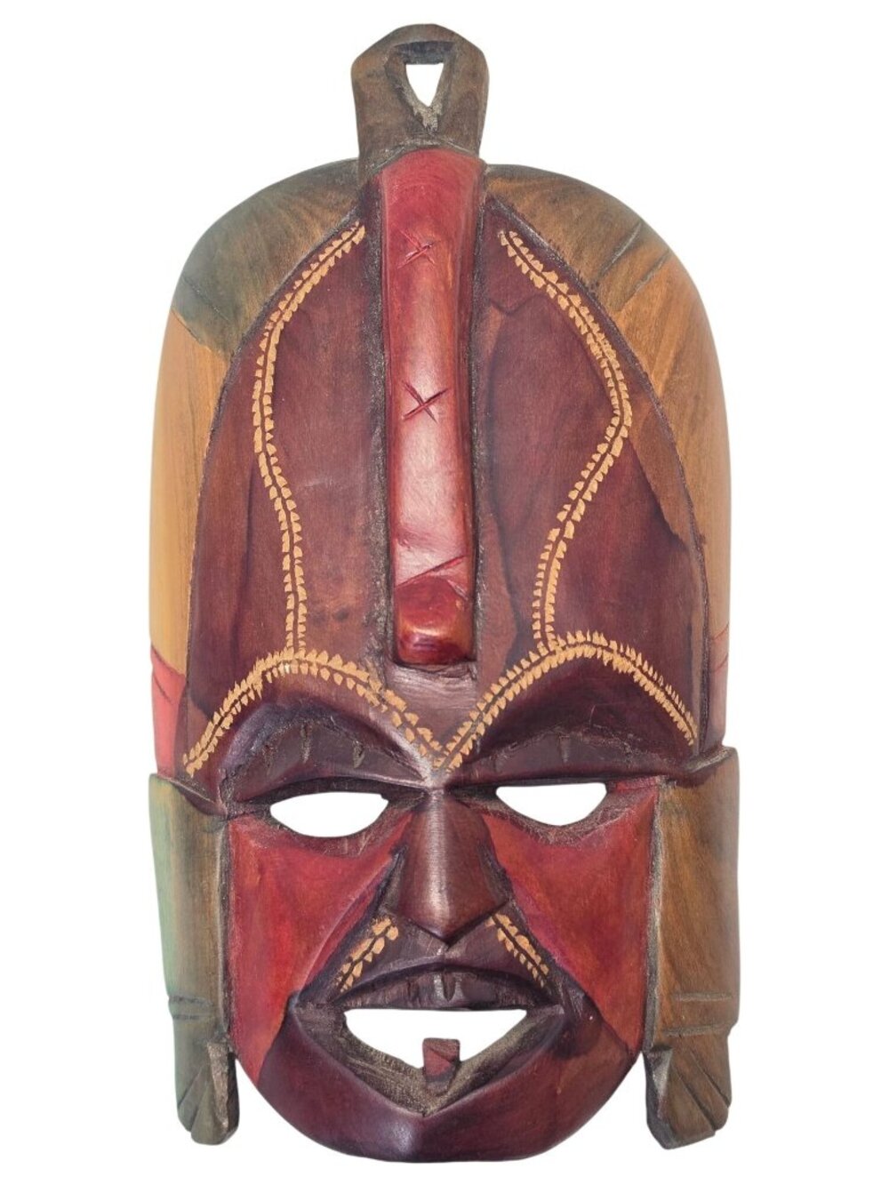 African Tribal Wooden Mask Hand Carved Painted Kenya Wall Hanging 9”